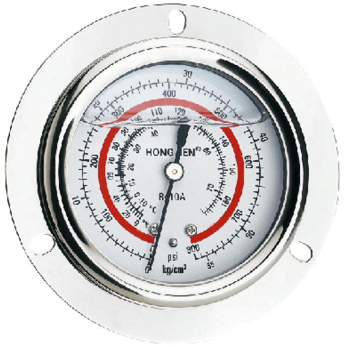 Манометр гліцериновий HONGSEN 128 H (R410a, psi, kg/cm², -40ºC - +120ºC)