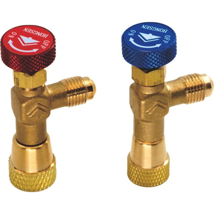 Вентиль кутовий для заправки HONGSEN HS-1223 (R410A, R32, шланг 5/16SAE - балон 5/16SAE)