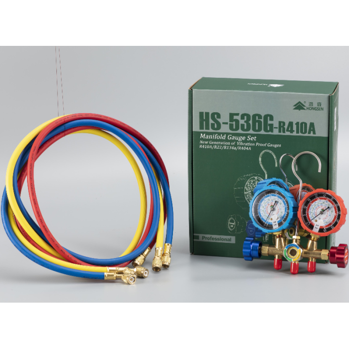 Манометричний колектор HONGSEN HS-536G-R410A комлект (R410A, R22, R134a, R404A, корпус - латунь)
