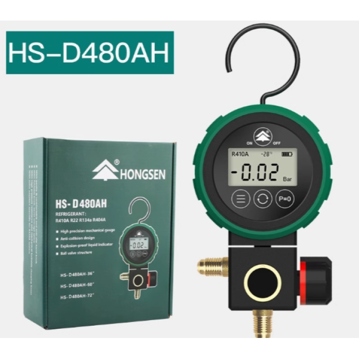 Манометричний цифровий колектор  (LP) HONGSEN HS-D480AL-36" (R134a, 1234yf, 404A, 410A, 600A та ін.)