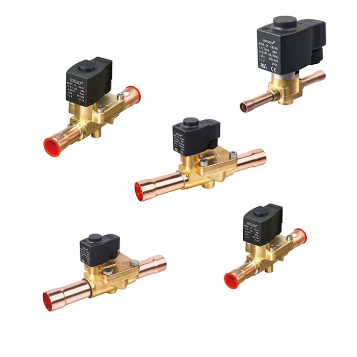 Соленоїдний вентиль HONGSEN HV 8M3T з котушкою 220 В (пайка 3/8", 0,8м³/ч, 45 Бар)