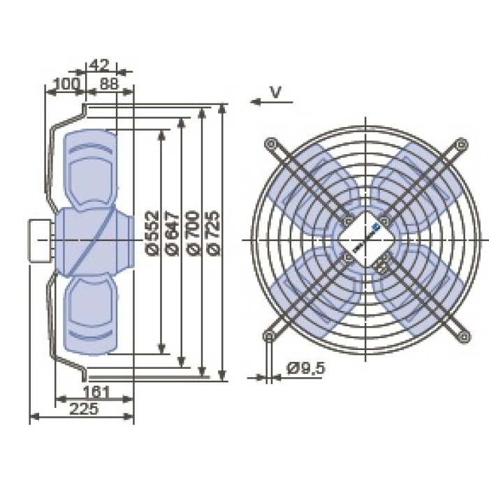 Вентилятор осьовий 560мм Ziehl-Abegg FB 056-VDK.4I.V4L (380В, 9600м3/год, IP54) в Києві і Україні.| Ziehl-Abegg