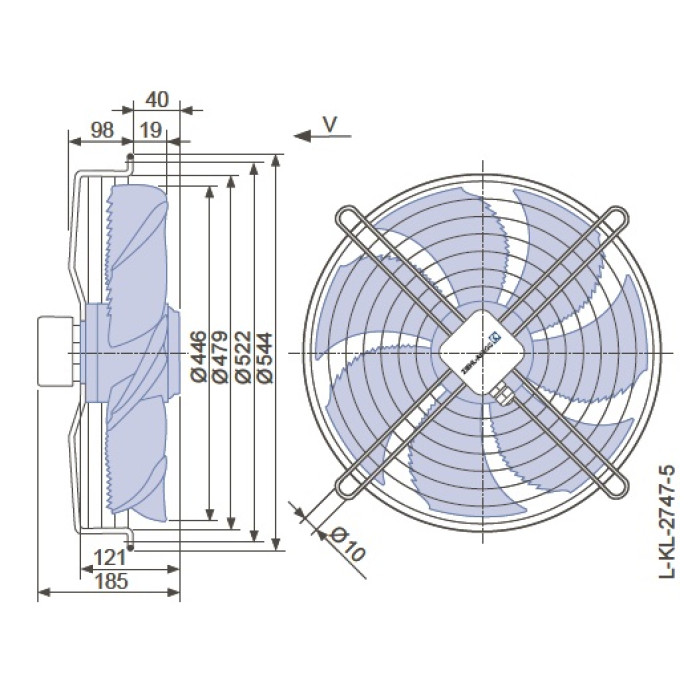 Вентилятор осьовий 450мм Ziehl-Abegg FN045-4EK.2F.V7P2 (220В, 5700м3/год, IP54) в Києві і Україні.| Ziehl-Abegg