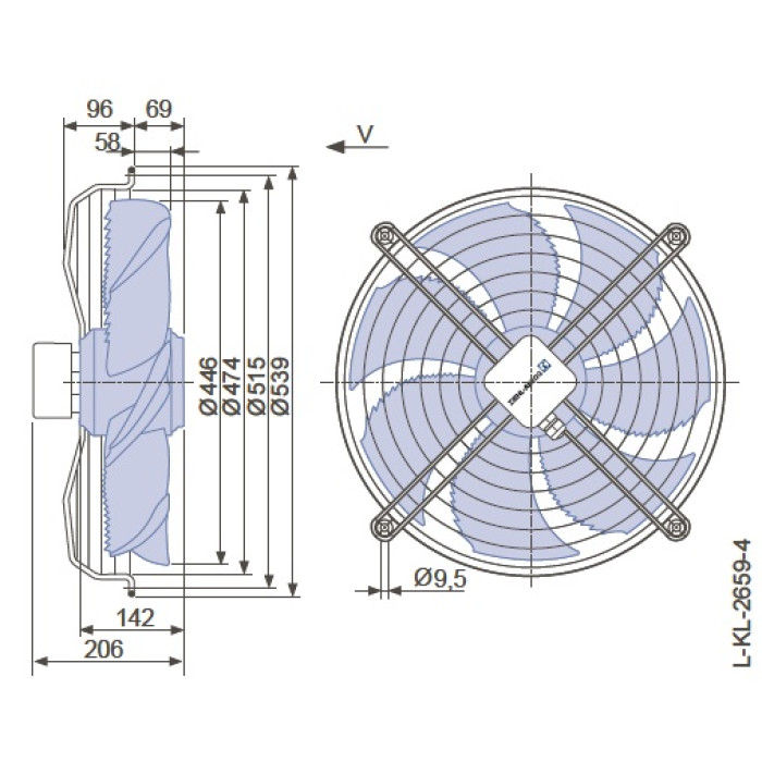 Вентилятор осьовий 450мм Ziehl-Abegg FN045-SDK.4F.V7P1 (380В, 4800м3/год, IP54) в Києві і Україні.| Ziehl-Abegg